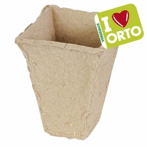 Vasetto quadrato biodegradabile di Verdemax - I LOVE ORTO - 6x6cm
