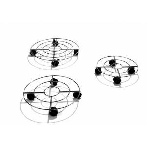 Sottovaso tondo in acciaio con ruote