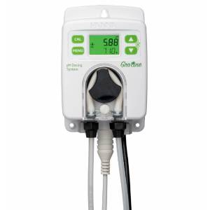 GroLine - Regolatore pH con pompa dosatrice integrata cella di flusso installata a pannello, tubi e raccordi per il dosaggio