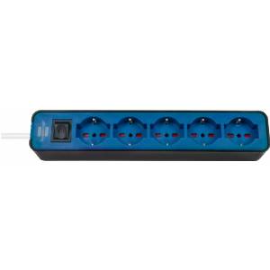 Presa multipla Ecolor 5 prese 1,5 m nero/blu