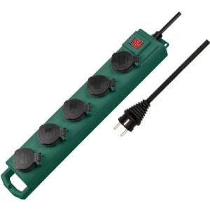 Brennenstuhl - Multipresa da giardino Super-Solid SL 554, 5 vie, IP54, cavo H07RN-F 3G1.5 5m, interruttore