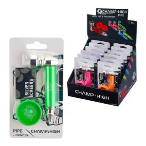 Champ High Pipa in Metallo + Mini Grinder Colori Misti
