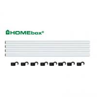 Homebox Aste fissaggio - 4 aste 120cm Ø 22mm + 8 ganci
