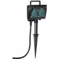 Presa per giardino e supporto per fissaggio a terra IP44 2 prese 1,4m
