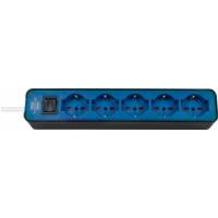 Presa multipla Ecolor 5 prese 1,5 m nero/blu