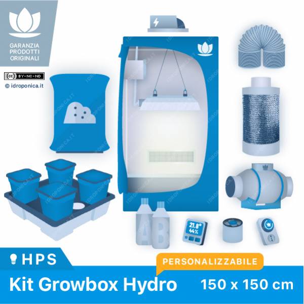 Kit Growbox Hydro 150x150cm HPS/LED