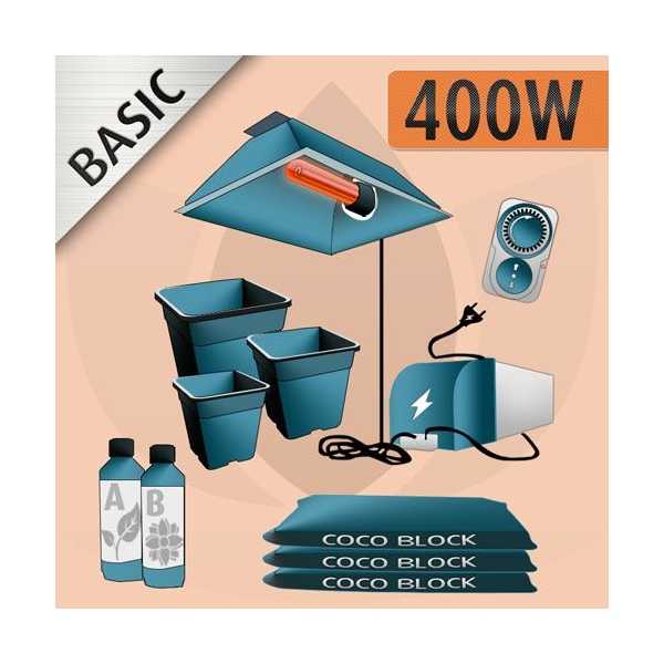 Kit Coltivazione Indoor da 400W in Fibra di Cocco - BASIC