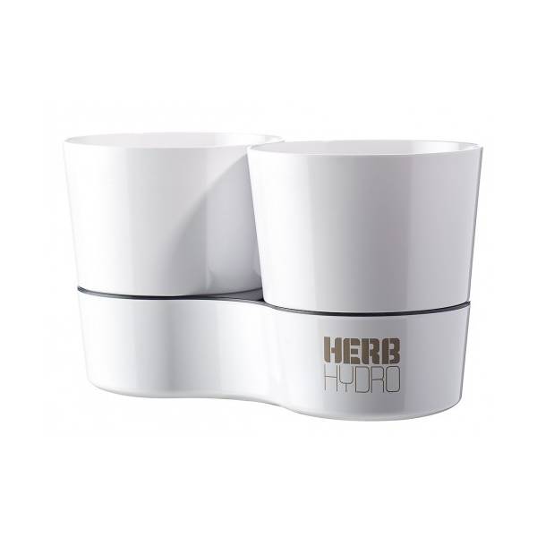 Vaso Per Erbe Aromatiche Cobble Trio Con Auto-irrigazione A Stoppino: 3 Posti, Bianco Cristallo, Ideale Per Davanzale, Adatto A Vasi Ø10-12 Cm